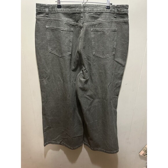 Cider Jeans Women’s Size 2XL Black & Green Denim Wide Leg Work Pants Distressed - Picture 4 of 7